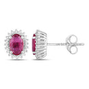 1.16 Carat Genuine Ruby and White Diamond 14K White Gold Earrings-2