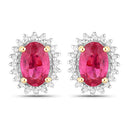 1.16 Carat Genuine Ruby and White Diamond 14K Yellow Gold Earrings-1