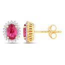 1.16 Carat Genuine Ruby and White Diamond 14K Yellow Gold Earrings-2