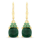 4.50 Carat Dyed Emerald and Emerald .925 Sterling Silver Earrings-2