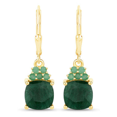 4.50 Carat Dyed Emerald and Emerald .925 Sterling Silver Earrings - 0
