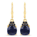 6.20 Carat Dyed Sapphire and Blue Sapphire .925 Sterling Silver Earrings-2