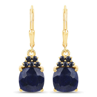 6.20 Carat Dyed Sapphire and Blue Sapphire .925 Sterling Silver Earrings - 0