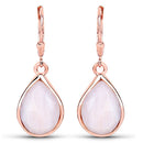 18K Rose Gold Plated 7.60 Carat Genuine Pink Opal .925 Sterling Silver Earrings-3
