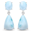 11.54 Carat Genuine Larimar .925 Sterling Silver Earrings-3