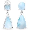 11.54 Carat Genuine Larimar .925 Sterling Silver Earrings-4