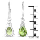 2.80 Carat Genuine Peridot and White Zircon .925 Sterling Silver Earrings-6