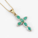 18K Yellow Gold Plated 0.84 Carat Genuine Emerald .925 Sterling Silver Pendant-3