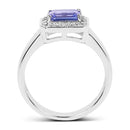 1.12 Carat Genuine Tanzanite and White Topaz .925 Sterling Silver Ring-2