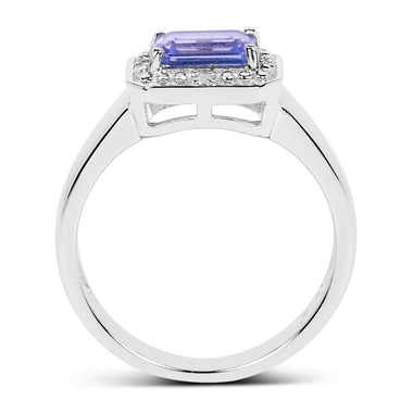 1.12 Carat Genuine Tanzanite and White Topaz .925 Sterling Silver Ring - 0