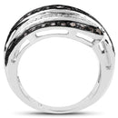 0.80 Carat Genuine Brown Diamond and White Diamond .925 Sterling Silver Ring-3