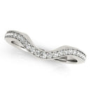 14k White Gold Milgrained Border Curved Diamond Wedding Band (1/5 cttw)-1