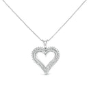 .925 Sterling Silver 1.00 Cttw Lab-Grown Diamond Open Heart Pendant Necklace (F-G Color, VS1-VS2 Clarity) - 18" Inches-1