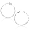 10k White Gold Polished Hoop Earrings (25 mm)-1