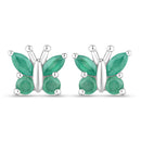 0.88 Carat Genuine Emerald .925 Sterling Silver Earrings-1