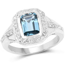 2.29 Carat Genuine London Blue Topaz and White Topaz .925 Sterling Silver Ring-1