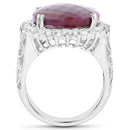 19.12 Carat Genuine Ruby and White Topaz .925 Sterling Silver Ring-2
