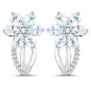1.54 Carat Genuine Aquamarine and White Topaz .925 Sterling Silver Earrings-4