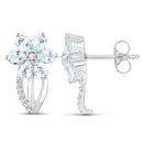 1.54 Carat Genuine Aquamarine and White Topaz .925 Sterling Silver Earrings-5