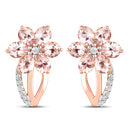 1.66 Carat Genuine Morganite and White Topaz .925 Sterling Silver Earrings-6