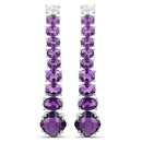 18K White Gold Plated 7.58 Carat Genuine Amethyst and White Topaz .925 Sterling Silver Earrings-2