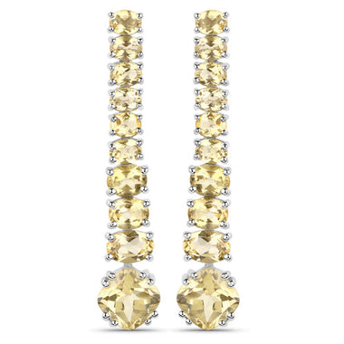 18K White Gold Plated 7.22 Carat Genuine Citrine .925 Sterling Silver Earrings - 0