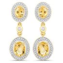 18K Yellow Gold Plated 5.70 Carat Genuine Citrine and White Topaz .925 Sterling Silver Earrings-2