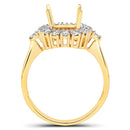 0.54 Carat Genuine White Diamond 14K Yellow Gold Semi Mount Ring - holds 9x7mm Cushion Gemstone-3