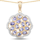 14K Yellow Gold Plated 2.38 Carat Genuine Tanzanite .925 Sterling Silver Pendant-1