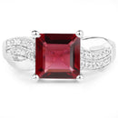 2.99 Carat Genuine Garnet and White Topaz .925 Sterling Silver Ring-3