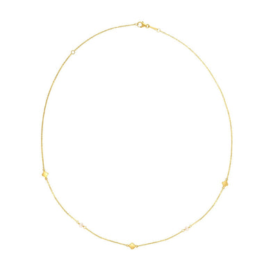 14k Yellow Gold Pearl Clover Necklace