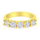 14K Yellow Gold Plated .925 Sterling Silver 1 1/2 Cttw Shared Prong Set Brilliant Round-Cut Diamond Anniversary or Wedding Band Ring (K-L Color, SI2-I1 Clarity) - Size 7-2