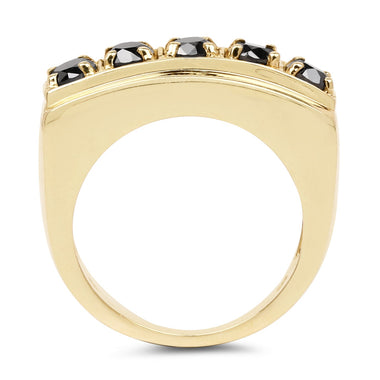 14K Yellow Gold Plated 1.25 Carat Genuine Black Diamond .925 Sterling Silver Ring - 0