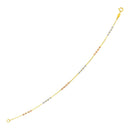 14k Tri Color Gold Station Bracelet with Textured Beads-1