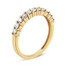 14K Yellow Gold Plated .925 Sterling Silver 1/2 cttw Shared Prong Set Brilliant Round-Cut Diamond 11 Stone Band Ring (J-K Color, I1-I2 Clarity) - Size 7-5