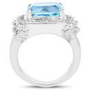 4.90 Carat Genuine Blue Topaz & White Topaz .925 Sterling Silver Ring-2