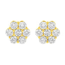 14K Yellow Gold 1/2 Cttw Brilliant Round Cut Diamond Floral Cluster Stud Earrings with Pushbacks (J-K Color, VS2-SI1 Clarity)-2