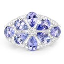 3.24 Carat Genuine Tanzanite and White Topaz .925 Sterling Silver Ring-3