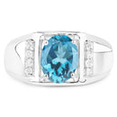 2.18 Carat Genuine London Blue Topaz and White Topaz .925 Sterling Silver Ring-3