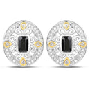 0.93 Carat Genuine Blue Sapphire and White Diamond .925 Sterling Silver Earrings-2