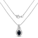 0.98 Carat Genuine Blue Sapphire and White Topaz .925 Sterling Silver Pendant-2