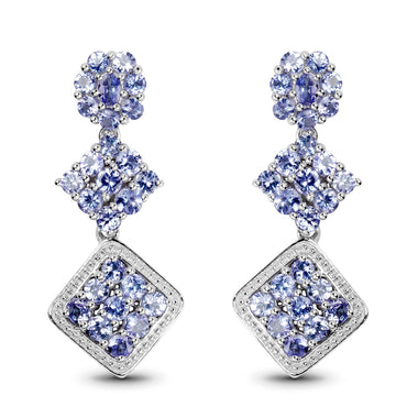 4.92 Carat Genuine Tanzanite .925 Sterling Silver Earrings
