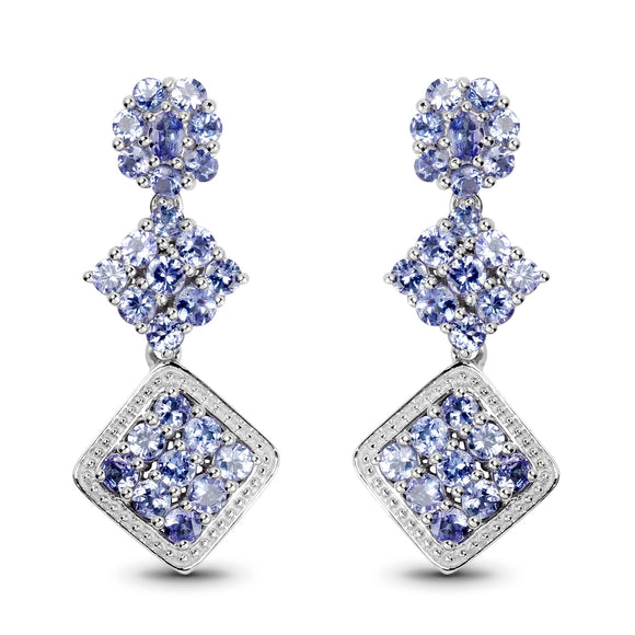 4.92 Carat Genuine Tanzanite .925 Sterling Silver Earrings