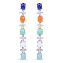 4.40 Carat Genuine Multi Stone .925 Sterling Silver Earrings-1