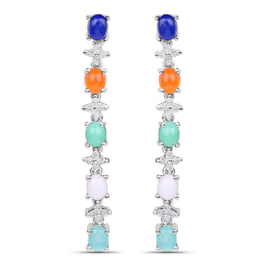 4.40 Carat Genuine Multi Stone .925 Sterling Silver Earrings