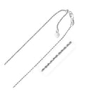 10k White Gold Adjustable Rope Chain 1.0mm-3