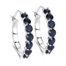 2.66 Carat Genuine Blue Sapphire .925 Sterling Silver Earrings-5