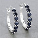 2.66 Carat Genuine Blue Sapphire .925 Sterling Silver Earrings-8