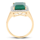 5.71 Carat Dyed Emerald and White Diamond 14K Yellow Gold Ring-2