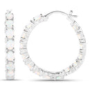 2.05 Carat Genuine Created Opal .925 Sterling Silver Earrings-5